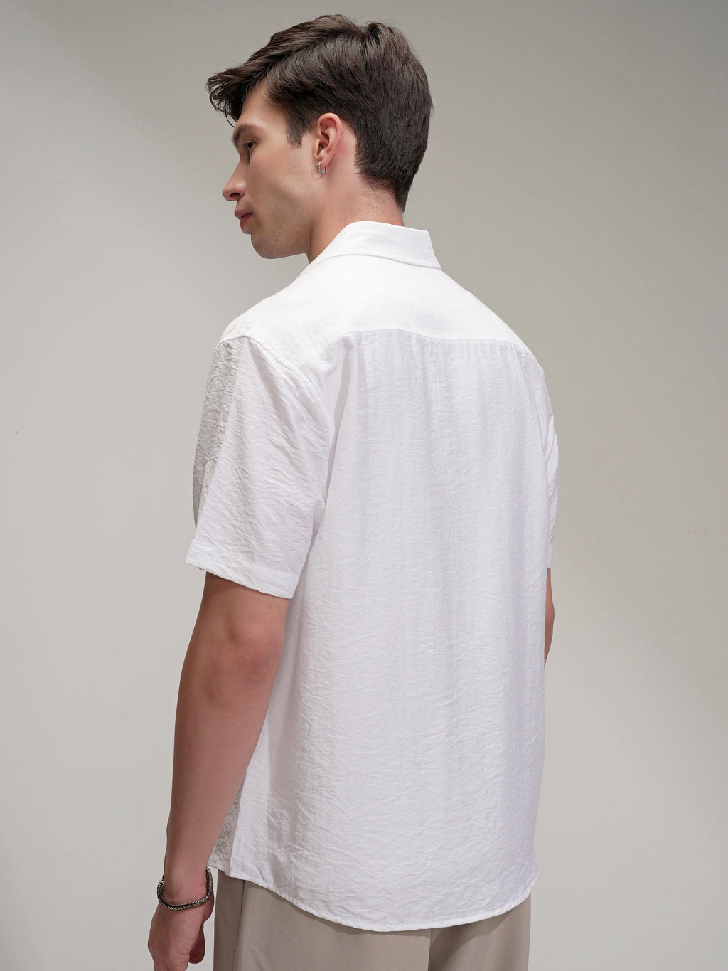Highlander Men White Self Design Relaxed Fit Casual Shirt - White - Image 3