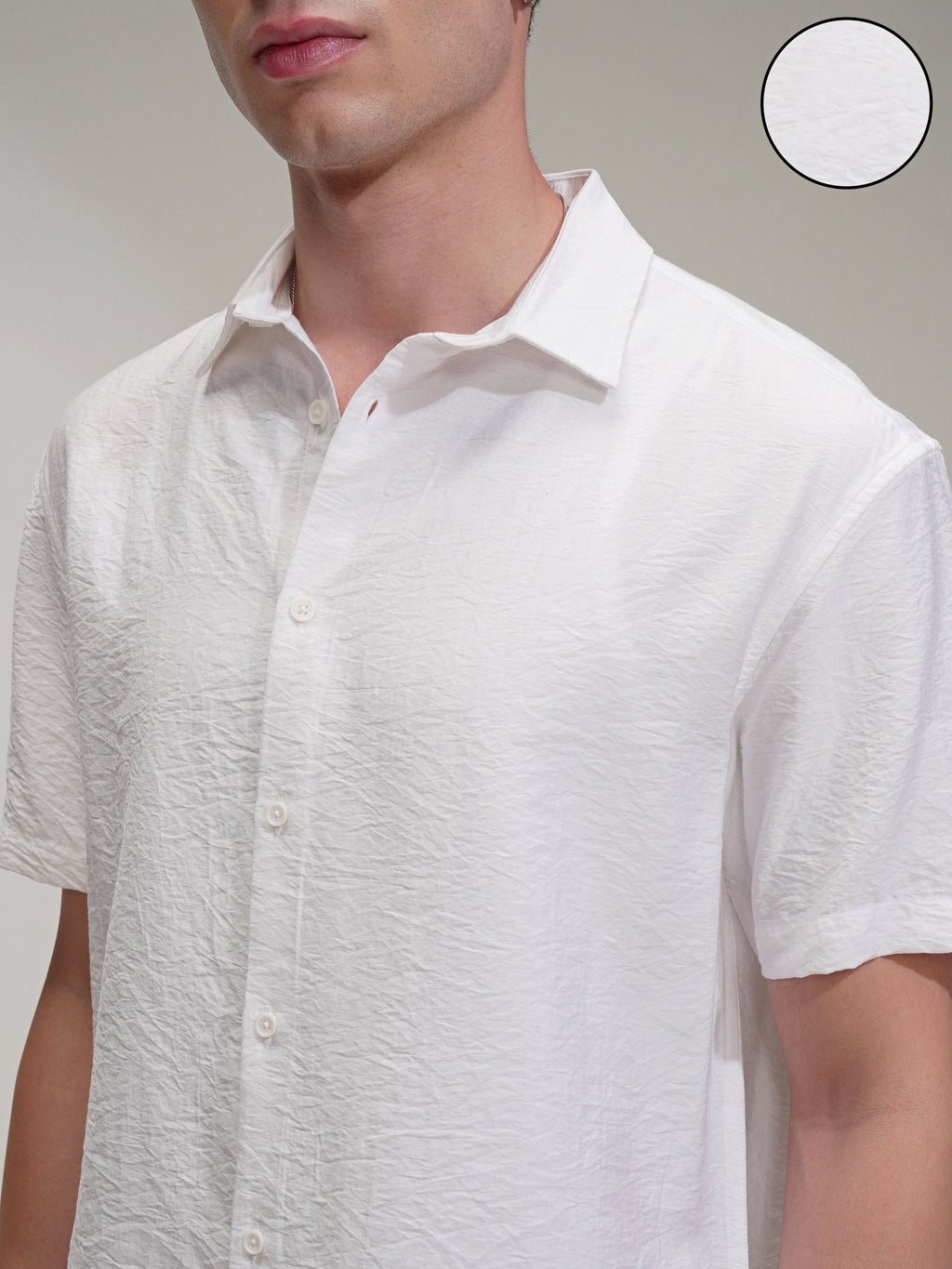 Highlander Men White Self Design Relaxed Fit Casual Shirt - White - Image 5
