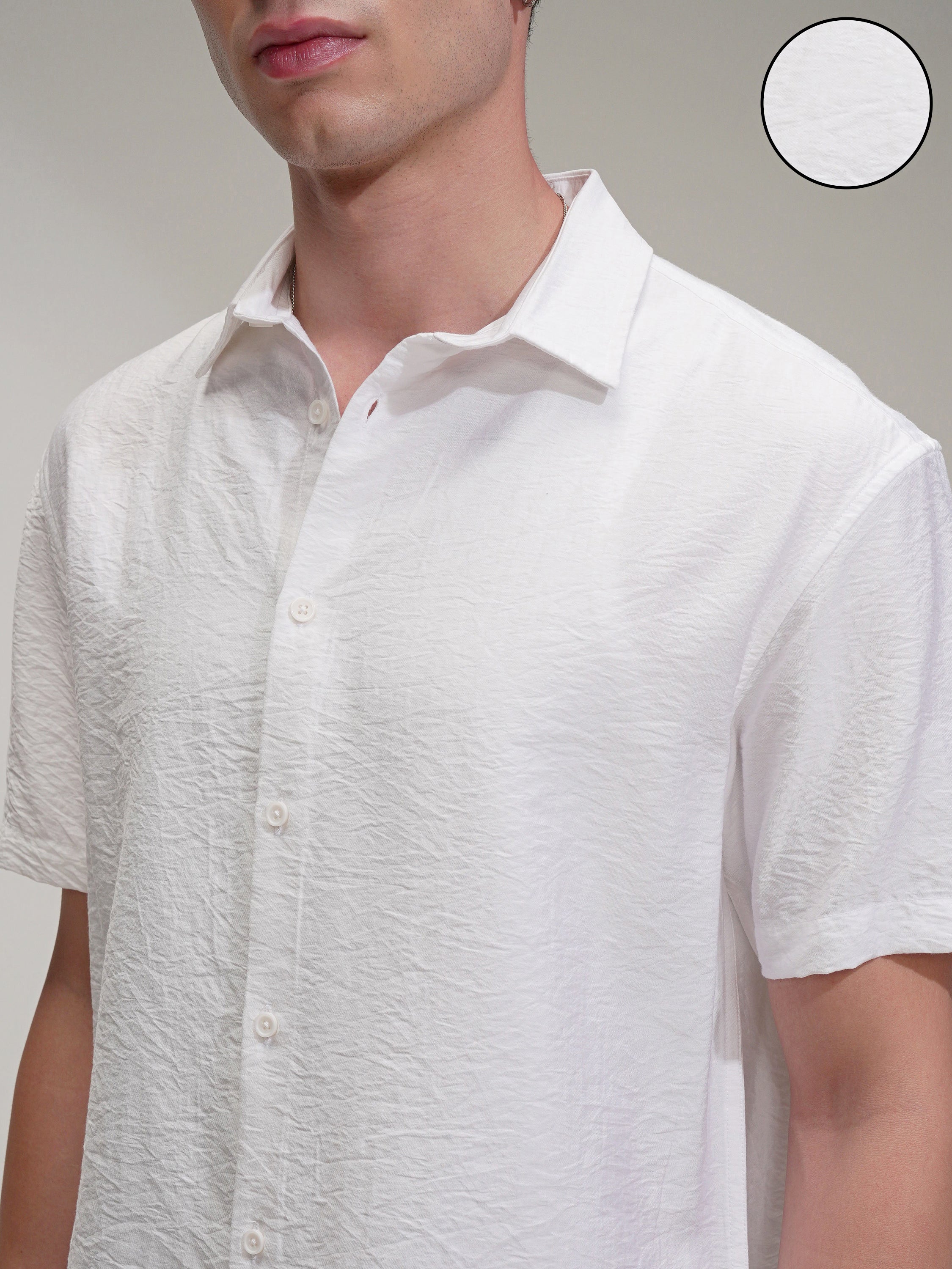 Highlander Men White Self Design Relaxed Fit Casual Shirt - White - Image 5
