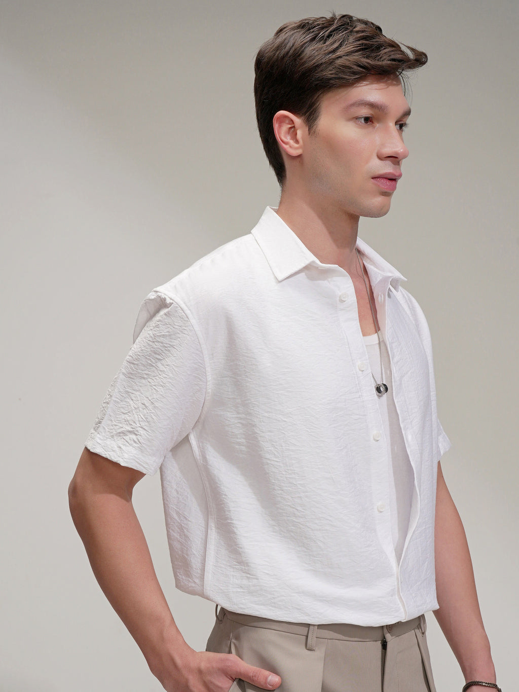 Highlander Men White Self Design Relaxed Fit Casual Shirt - White - Image 6