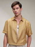 Highlander Men Mustard Self Design Relaxed Fit Casual Shirt - Mustard - Image 1