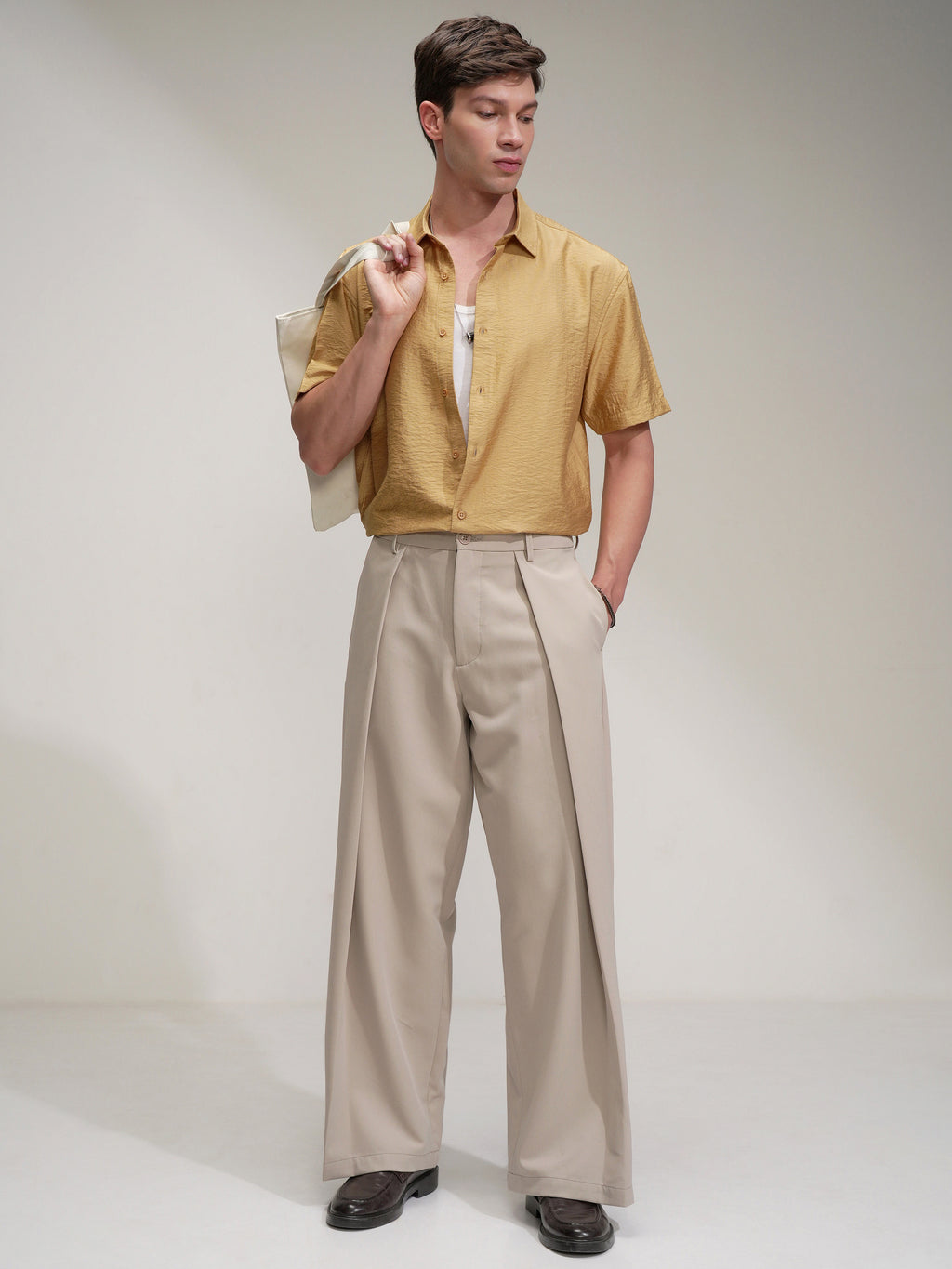 Highlander Men Mustard Self Design Relaxed Fit Casual Shirt - Mustard - Image 2