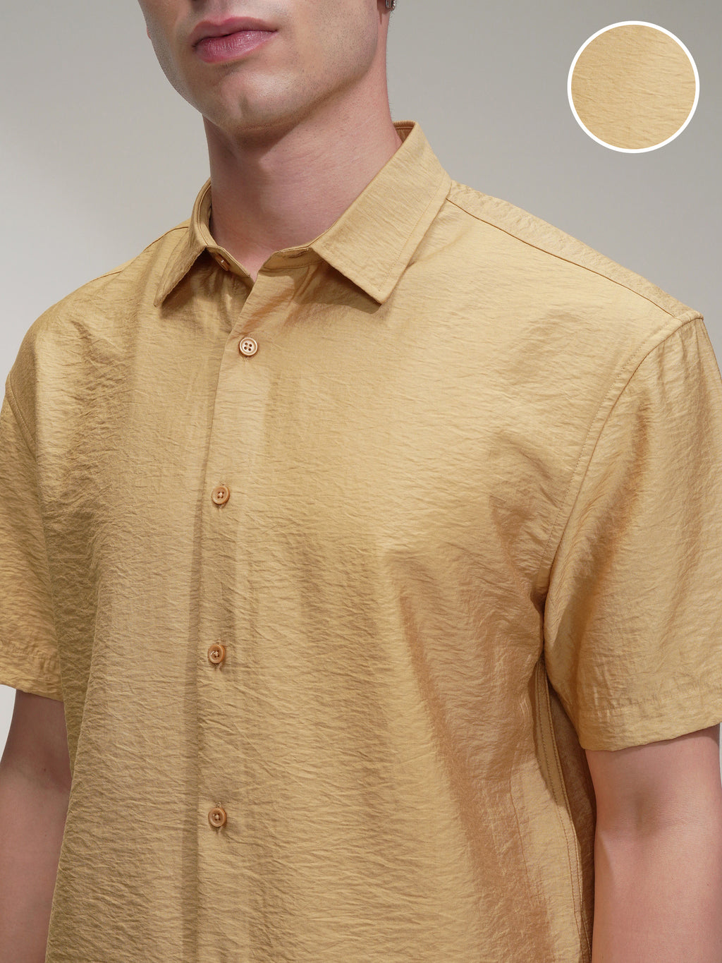 Highlander Men Mustard Self Design Relaxed Fit Casual Shirt - Mustard - Image 5