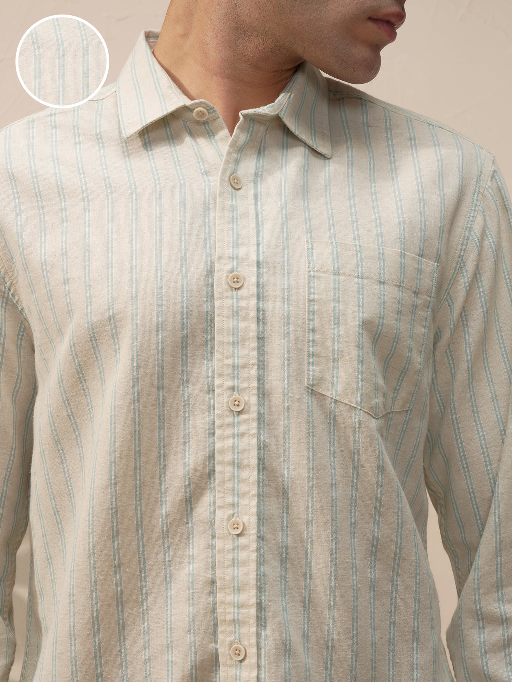 Highlander Men Beige Striped Slim Fit Casual Shirt - Beige - Image 5