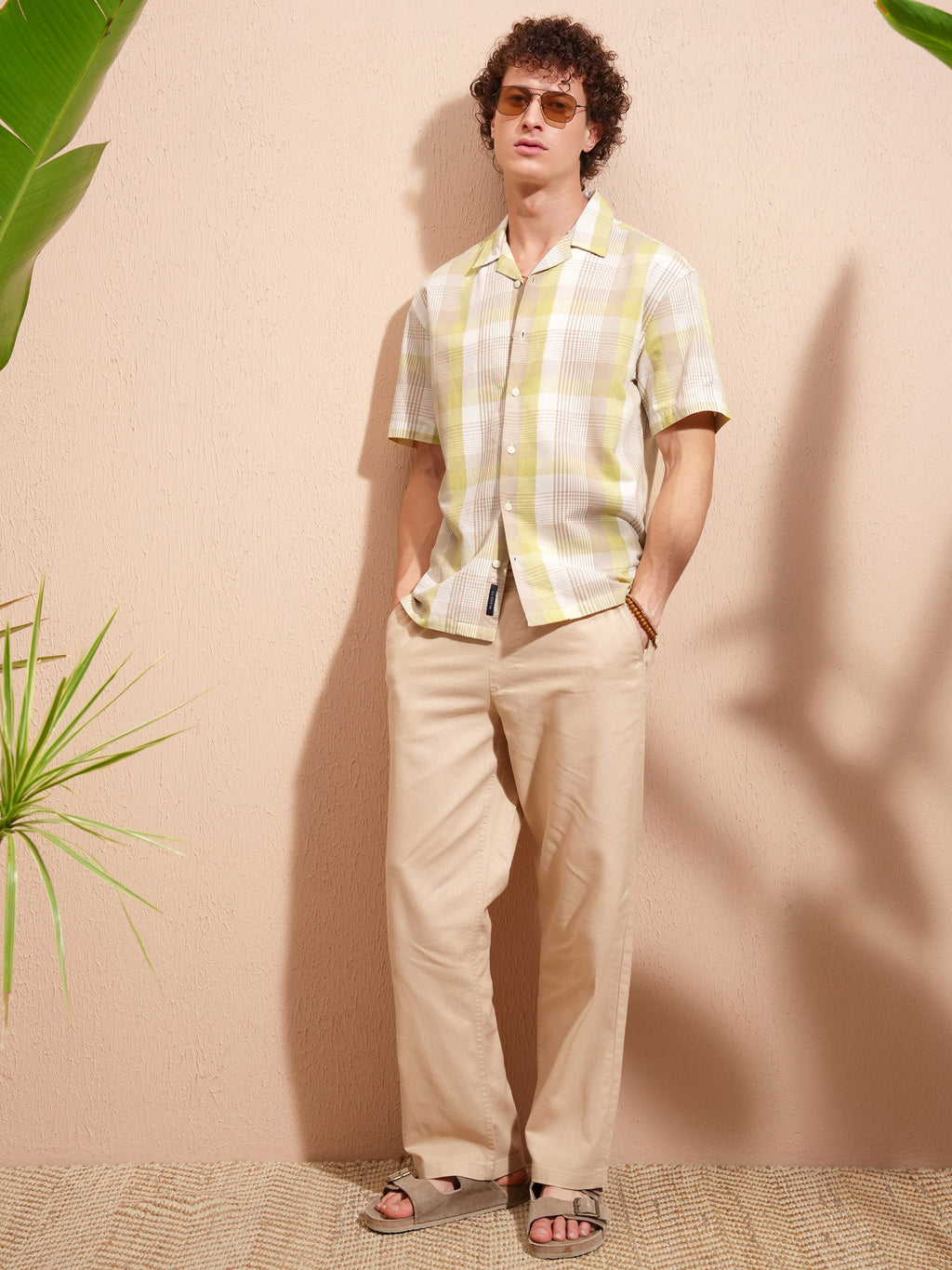 Highlander Men Yellow Checked Relaxed Fit Casual Shirt - Yellow - Image 2