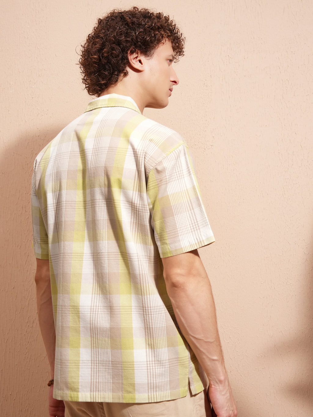 Highlander Men Yellow Checked Relaxed Fit Casual Shirt - Yellow - Image 3
