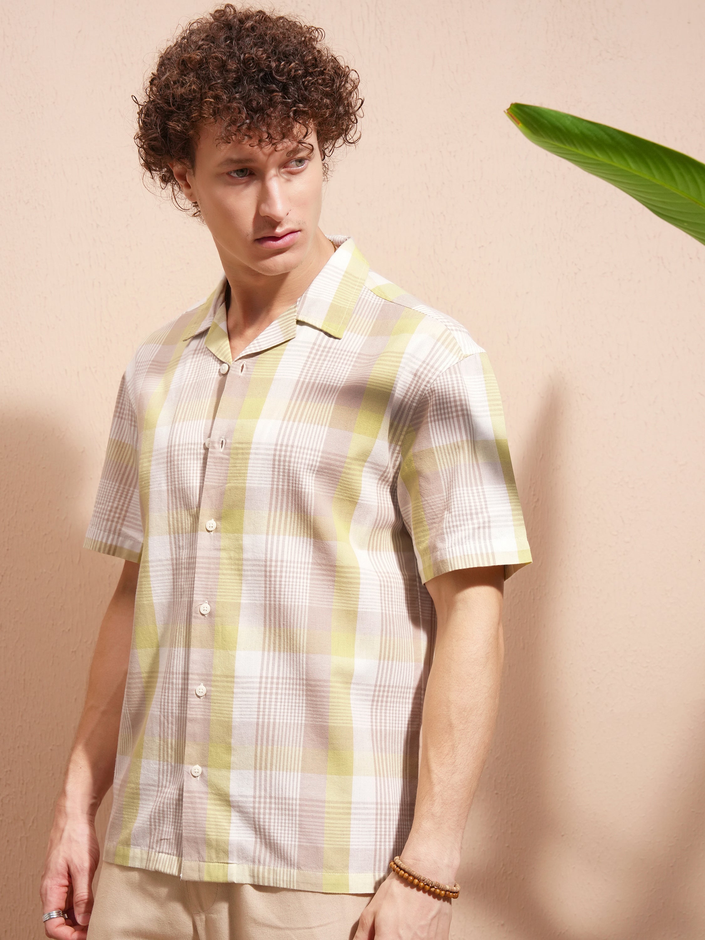 Highlander Men Yellow Checked Relaxed Fit Casual Shirt - Yellow - Image 4