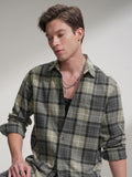 Highlander Men Olive Checked Relaxed Fit Casual Shirt - Olive - Image 1