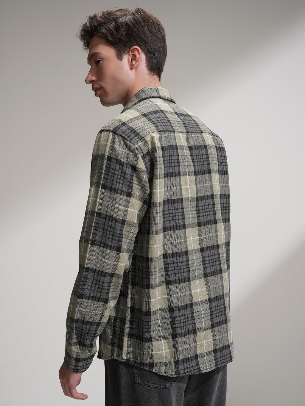 Highlander Men Olive Checked Relaxed Fit Casual Shirt - Olive - Image 3