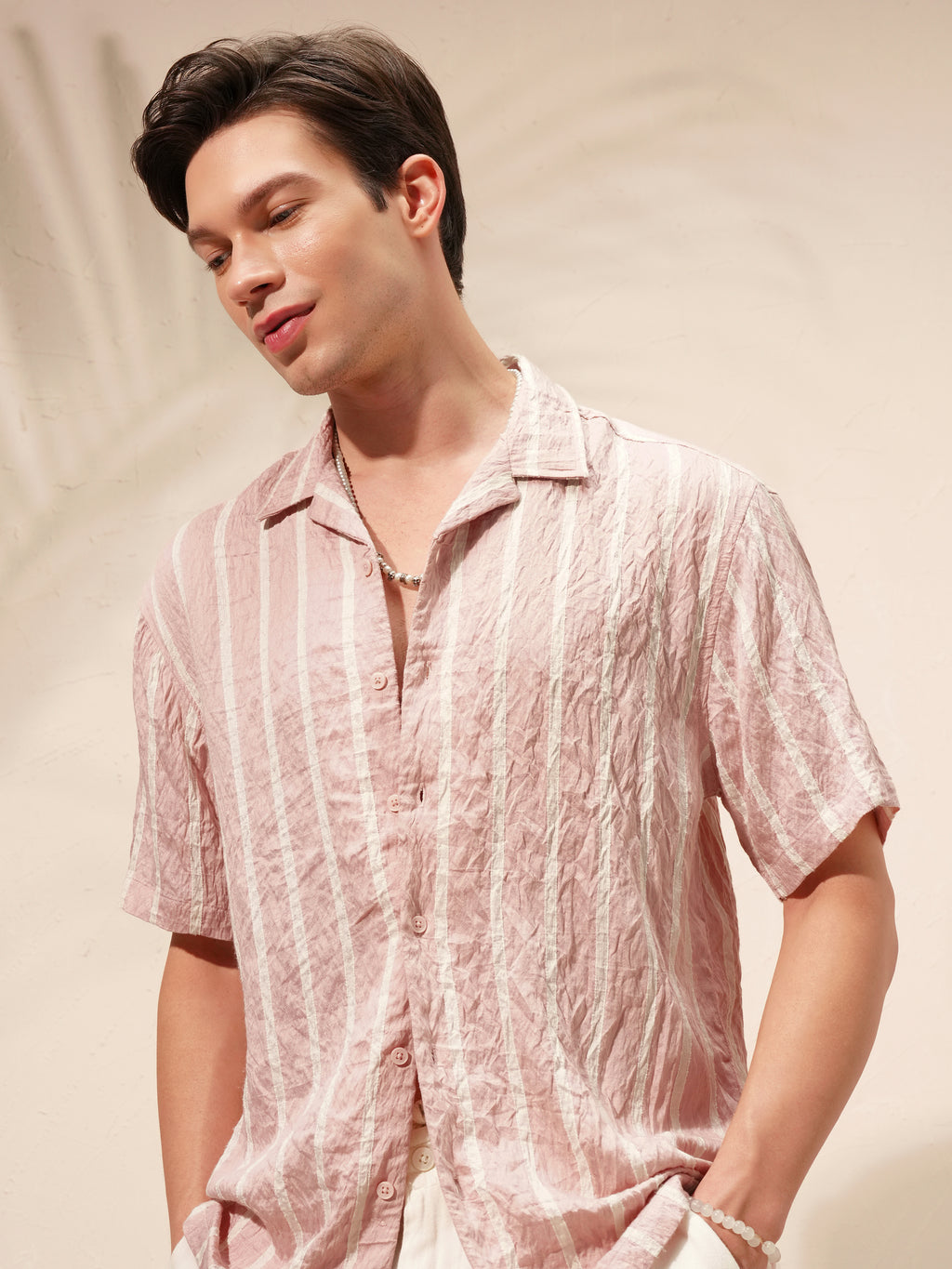 Highlander Men Pink Striped Relaxed Fit Casual Shirt - Pink - Image 1