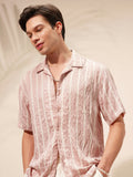 Highlander Men Pink Striped Relaxed Fit Casual Shirt - Pink - Image 1