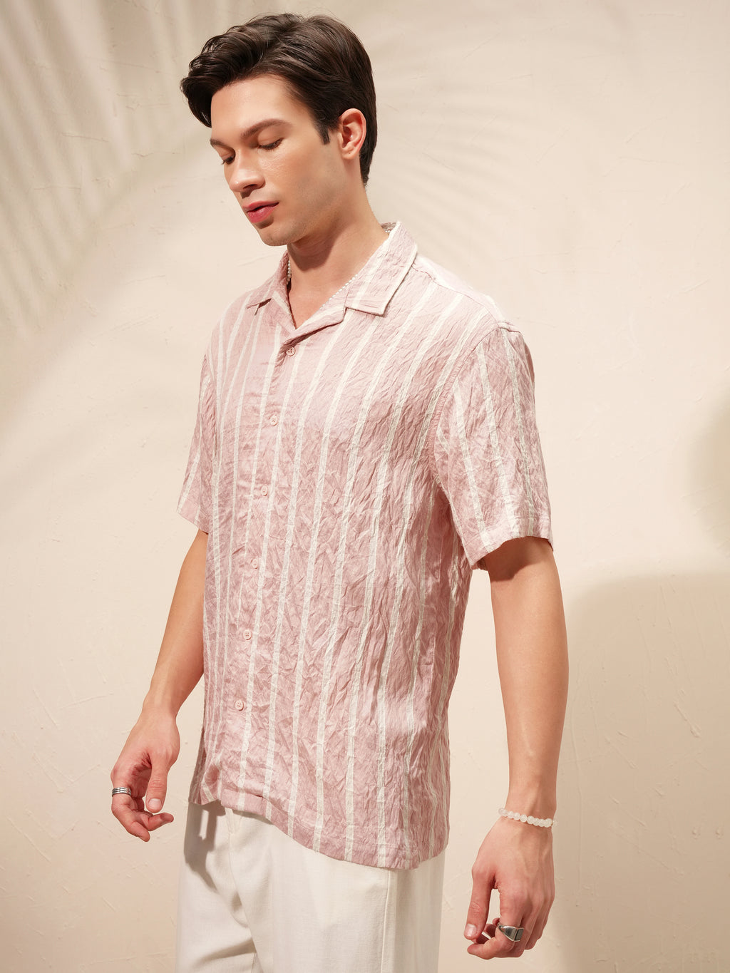 Highlander Men Pink Striped Relaxed Fit Casual Shirt - Pink - Image 4