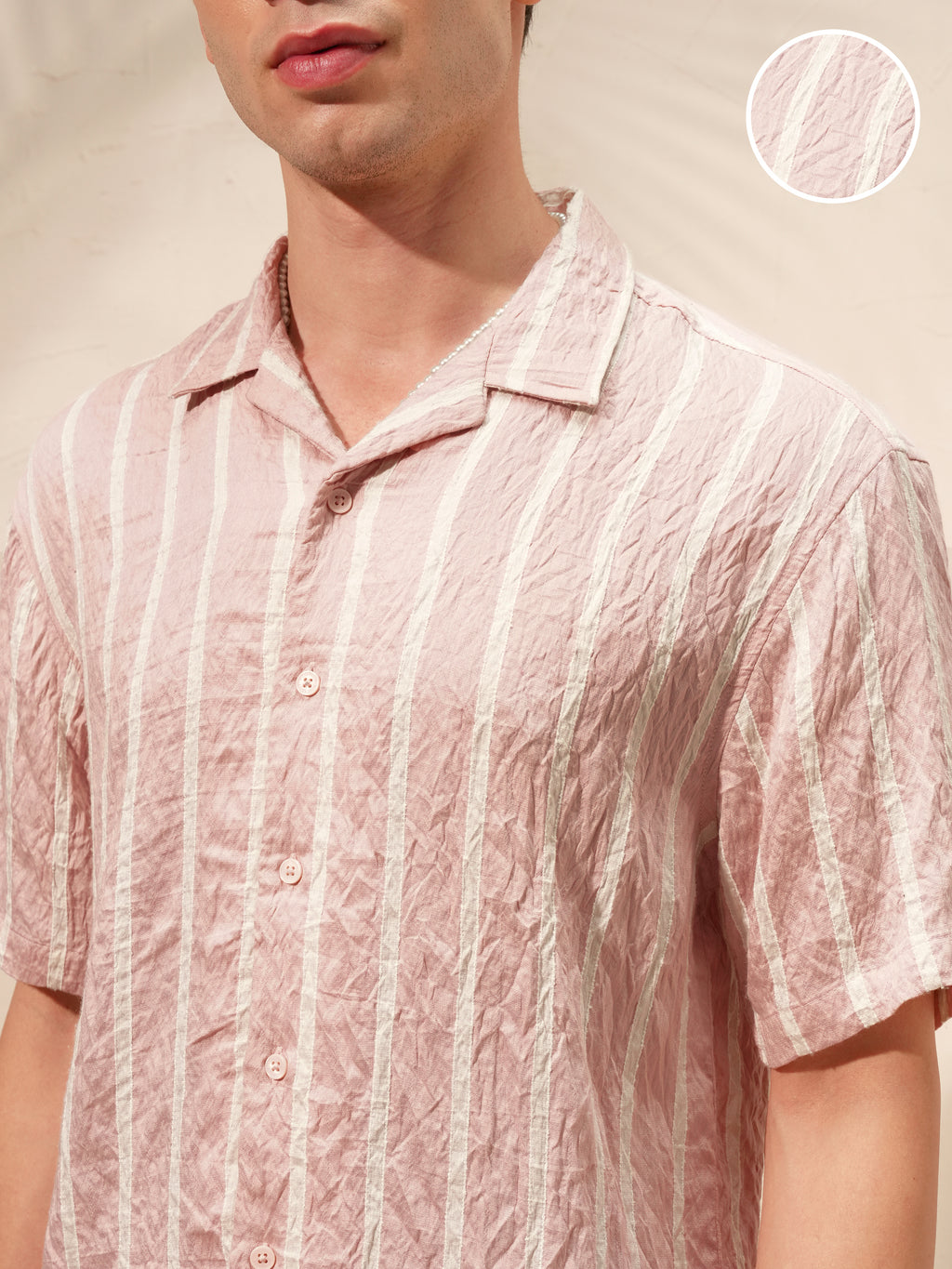 Highlander Men Pink Striped Relaxed Fit Casual Shirt - Pink - Image 5