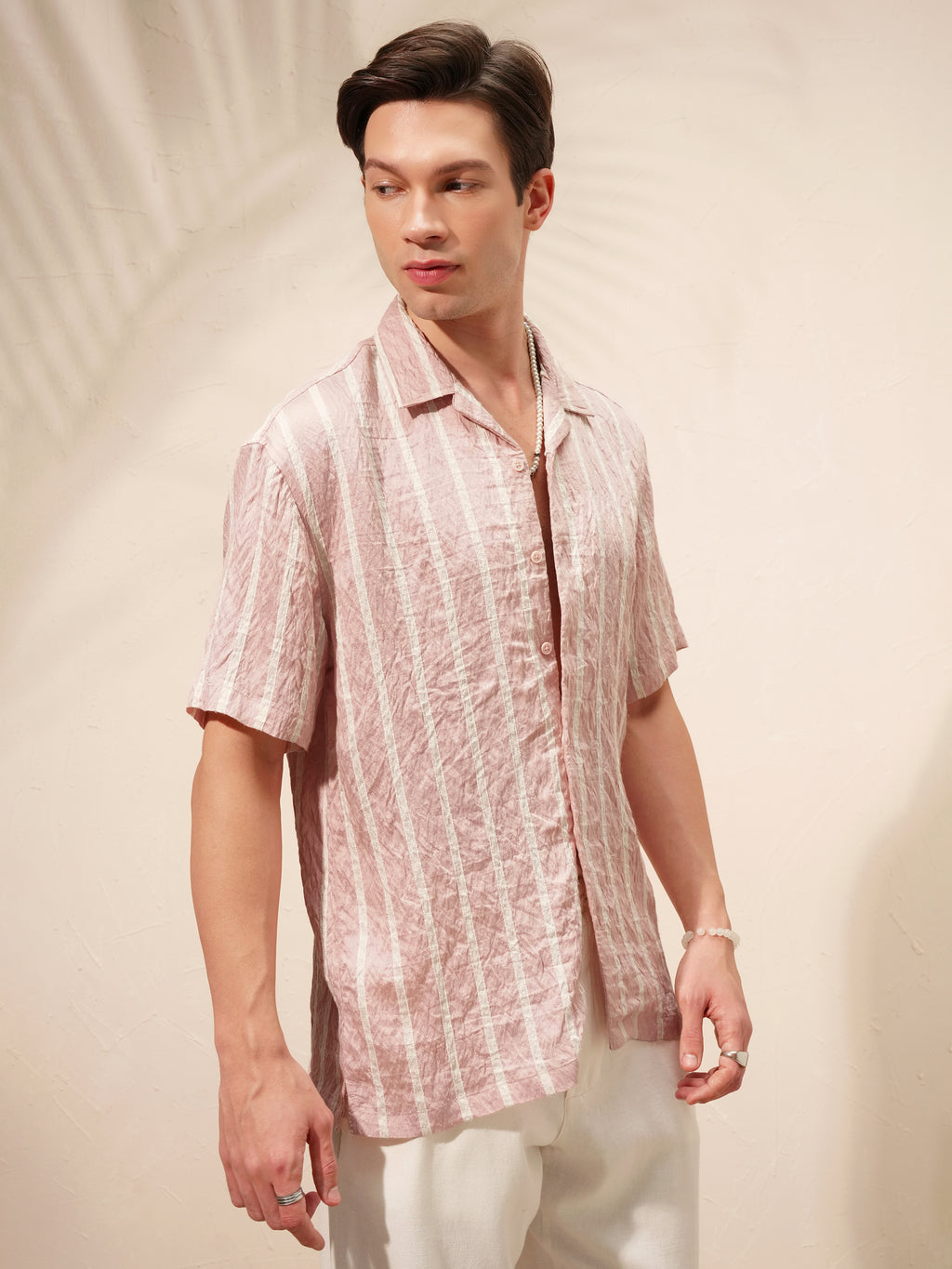 Highlander Men Pink Striped Relaxed Fit Casual Shirt - Pink - Image 6
