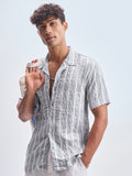 Highlander Men Grey Striped Relaxed Fit Casual Shirt - Grey - Image 1