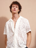 Highlander Men White Self Design Relaxed Fit Casual Shirt - White - Image 1