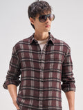 Highlander Men Maroon Checked Relaxed Fit Casual Shirt - Maroon - Image 1