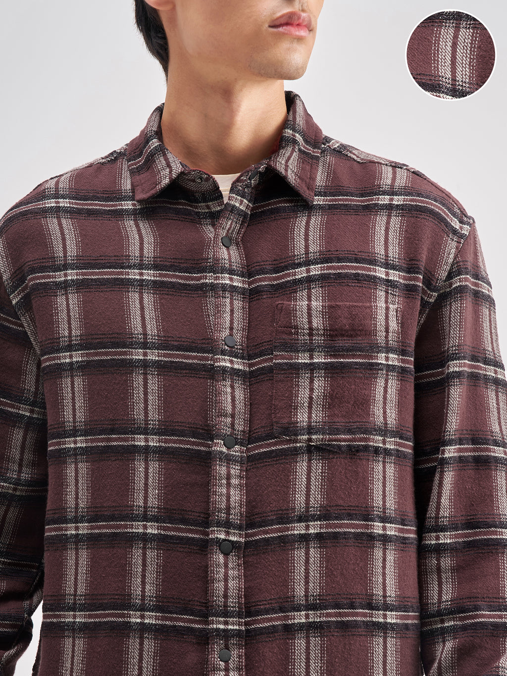 Highlander Men Maroon Checked Relaxed Fit Casual Shirt - Maroon - Image 5