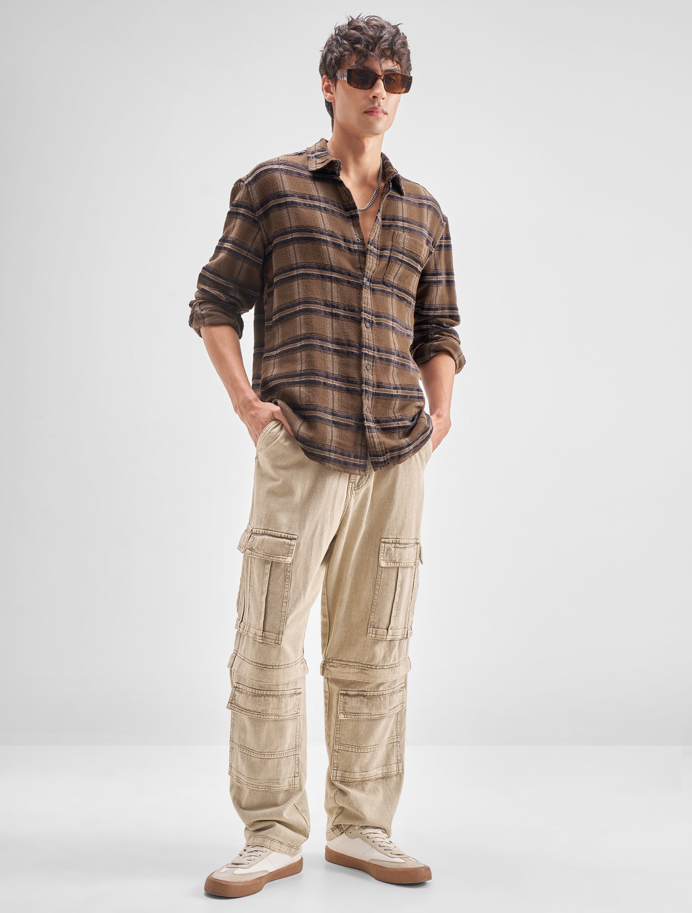 Highlander Men Brown Checked Relaxed Fit Casual Shirt - Brown - Image 2