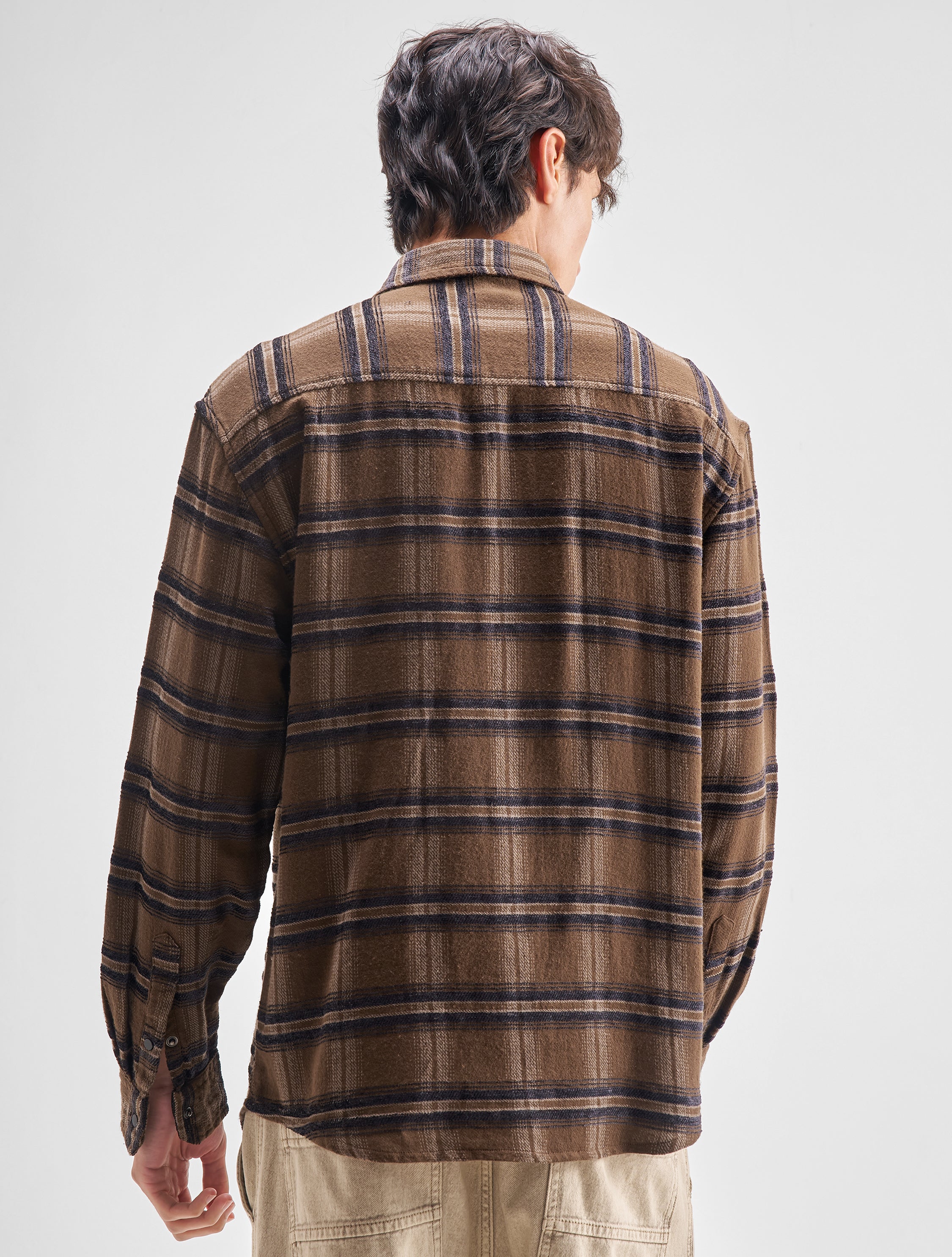 Highlander Men Brown Checked Relaxed Fit Casual Shirt - Brown - Image 3