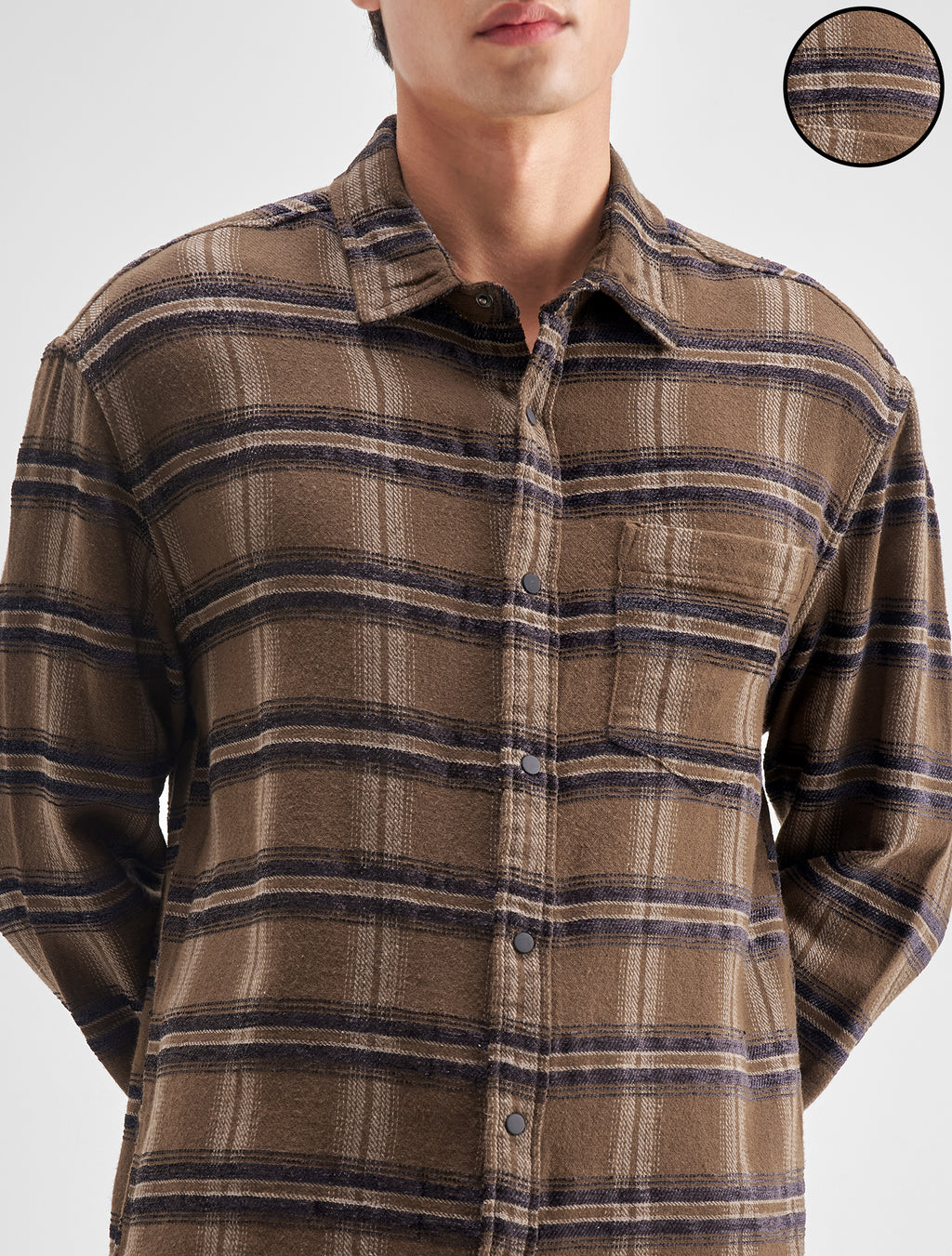 Highlander Men Brown Checked Relaxed Fit Casual Shirt - Brown - Image 5