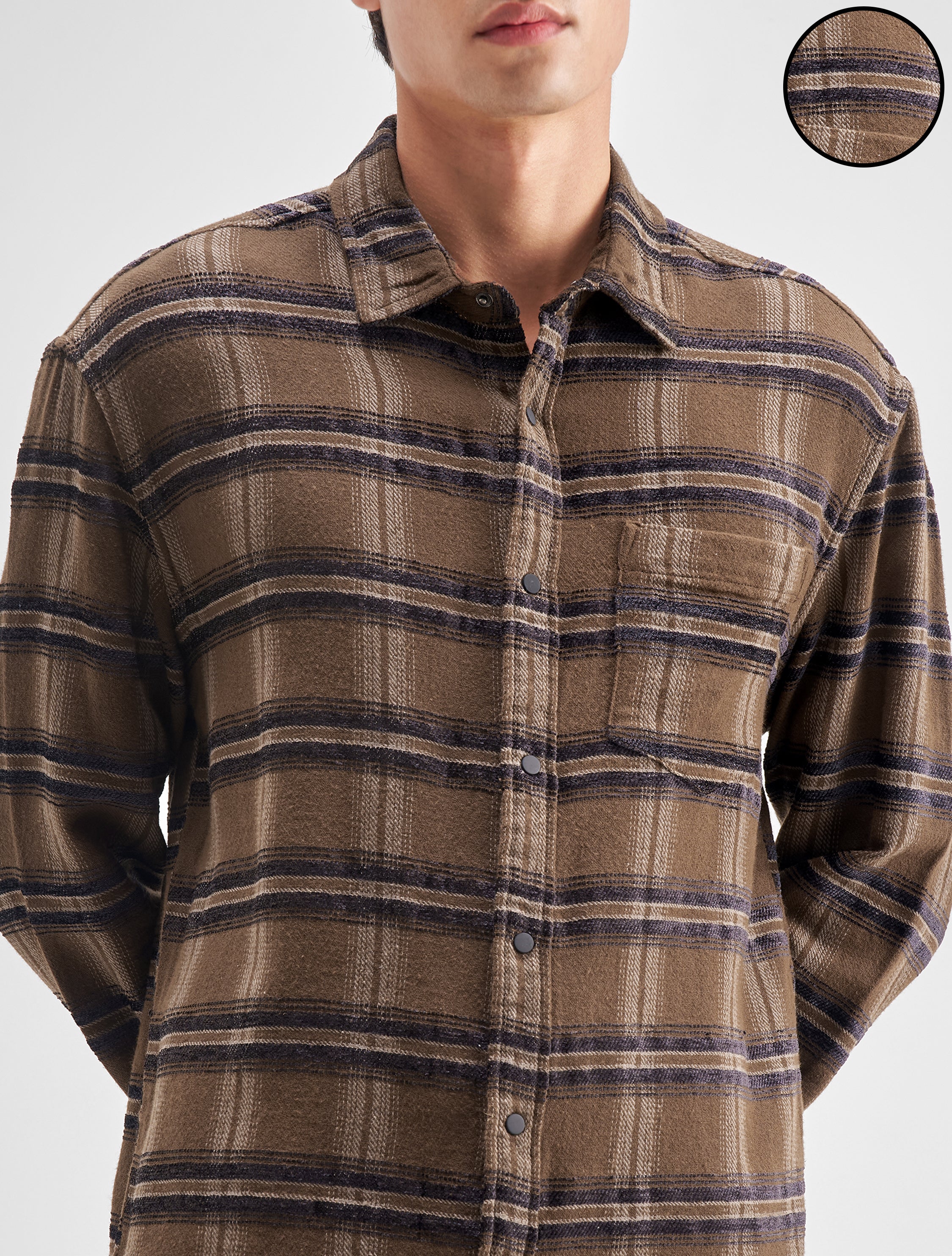 Highlander Men Brown Checked Relaxed Fit Casual Shirt - Brown - Image 5