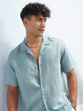 Highlander Men Blue Self Design Relaxed Fit Casual Shirt - Blue - Image 1
