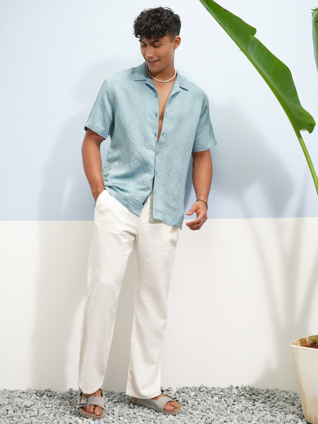 Highlander Men Blue Self Design Relaxed Fit Casual Shirt - Blue - Image 2