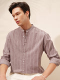 Highlander Men Purple Striped Relaxed Fit Casual Shirt - Purple - Image 1