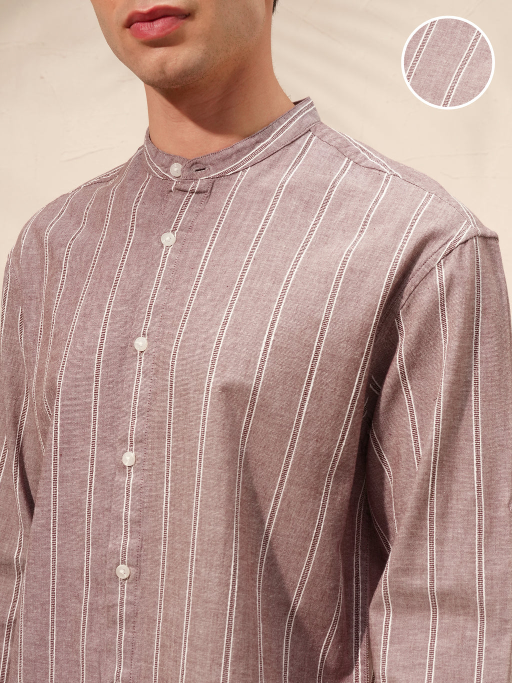 Highlander Men Purple Striped Relaxed Fit Casual Shirt - Purple - Image 5