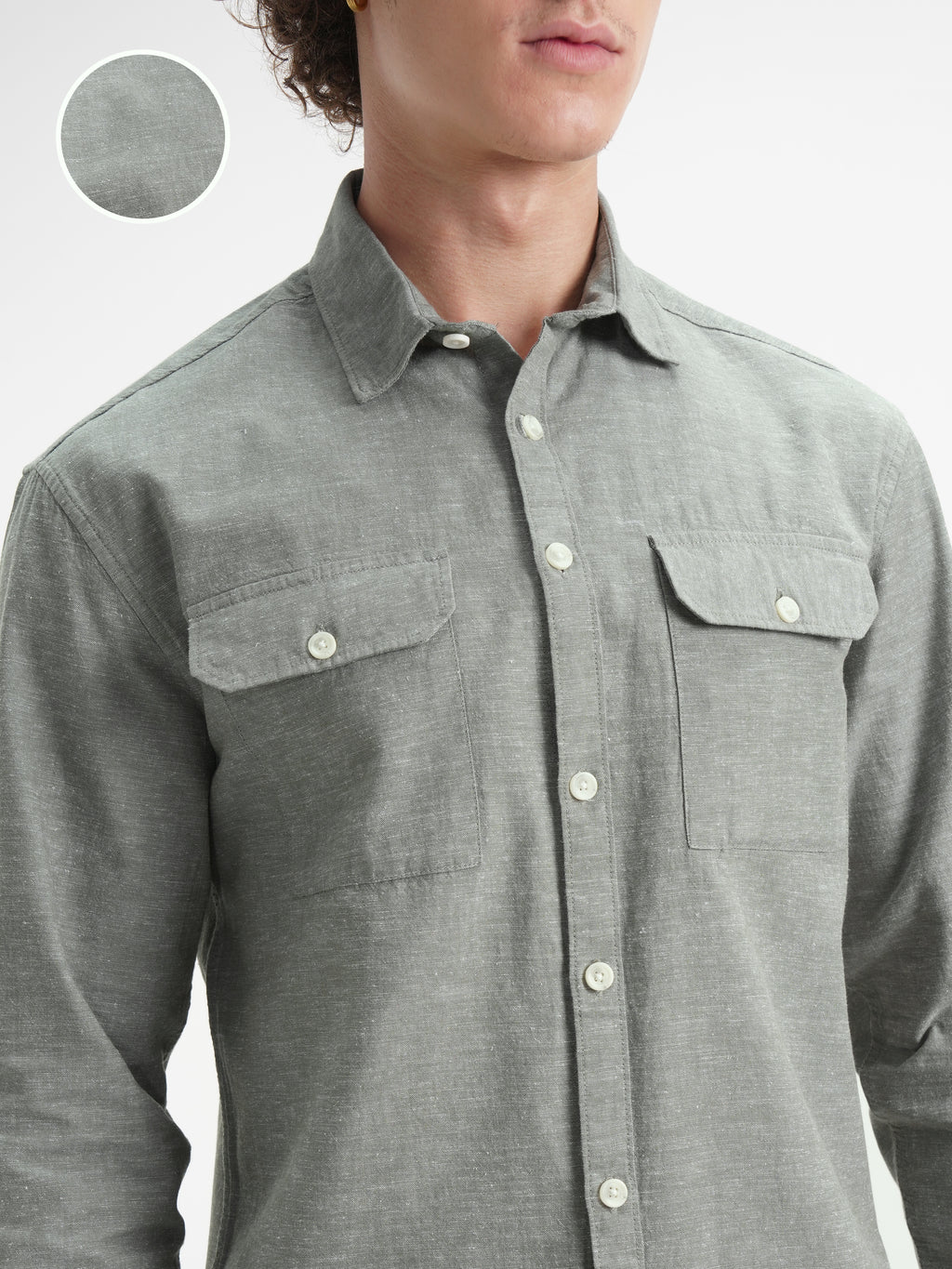 Highlander Men Olive Self Design Relaxed Fit Casual Shirt - Olive - Image 5