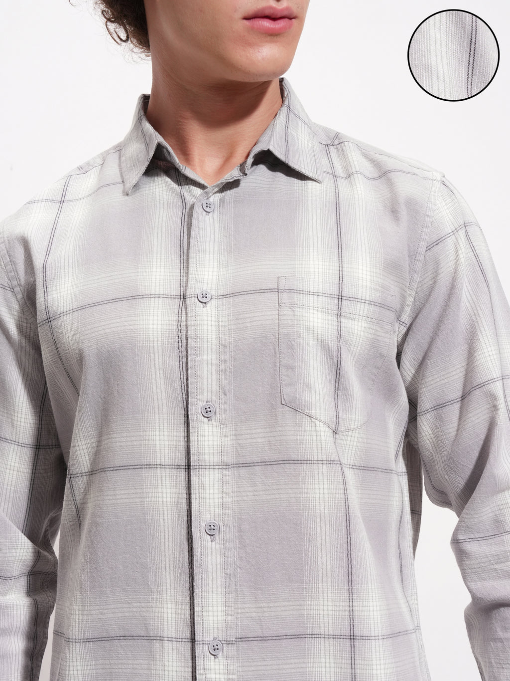 Highlander Men Grey Checked Regular Fit Casual Shirt - Grey - Image 5