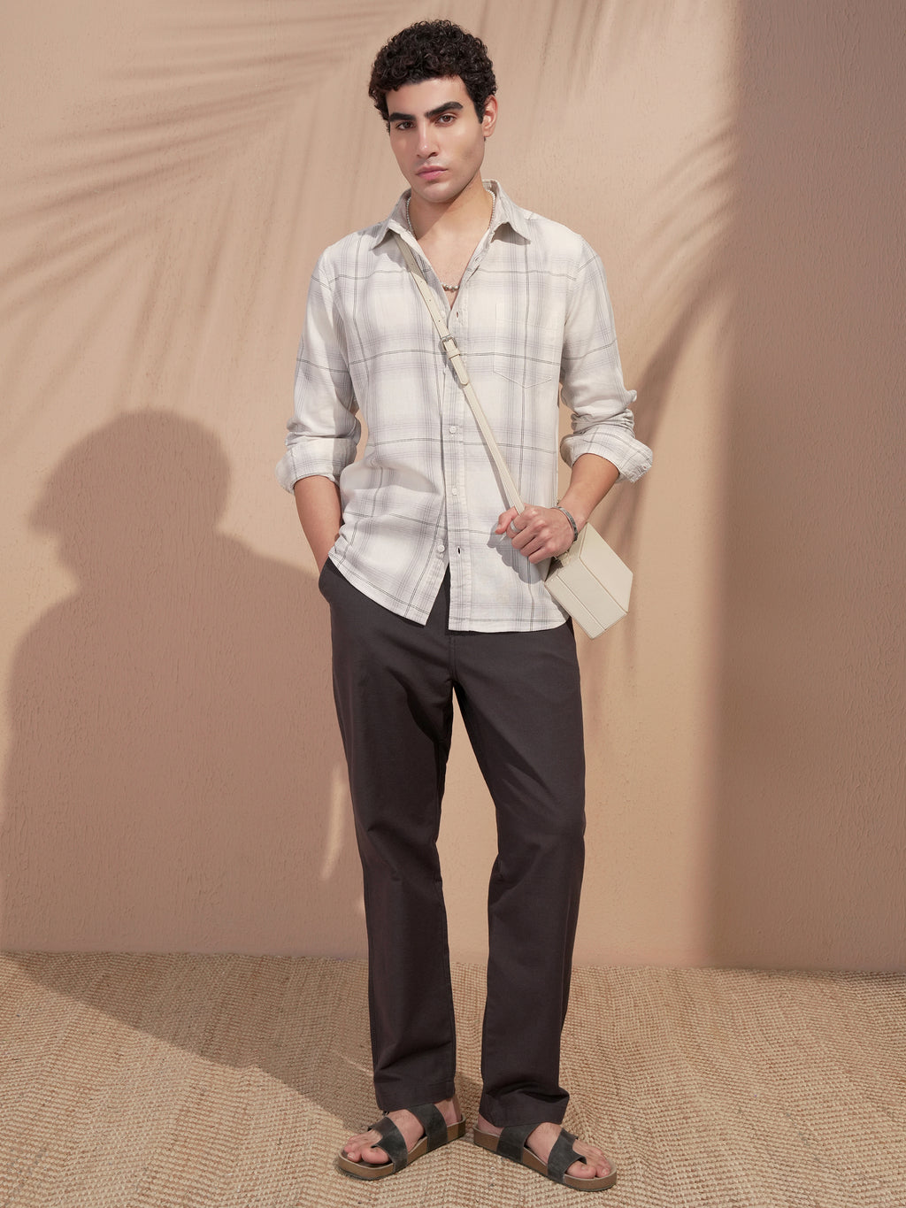 Highlander Men Off White Checked Regular Fit Casual Shirt - Off White - Image 2