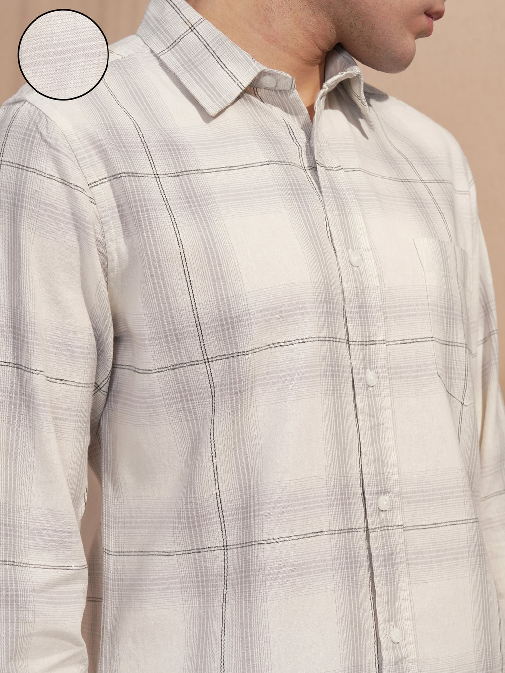 Highlander Men Off White Checked Regular Fit Casual Shirt - Off White - Image 5