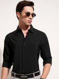Highlander Men Black Solid Slim Fit Casual Shirt - Black - Image 1