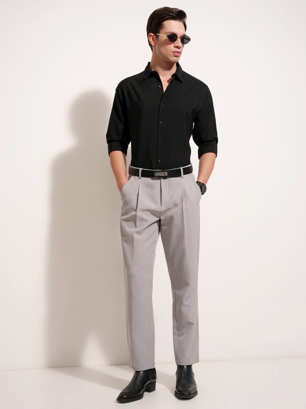 Highlander Men Black Solid Slim Fit Casual Shirt - Black - Image 3