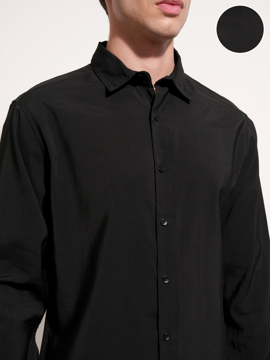 Highlander Men Black Solid Slim Fit Casual Shirt - Black - Image 8
