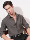 Highlander Men Charcoal Solid Slim Fit Casual Shirt - Charcoal - Image 1