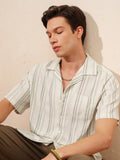 Highlander Men Cream Striped Relaxed Fit Casual Shirt - Cream - Image 1