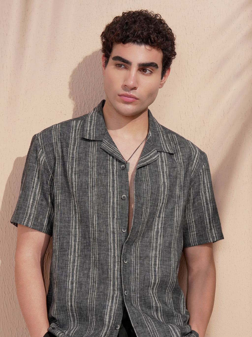 Highlander Men Black Striped Relaxed Fit Casual Shirt - Black - Image 1