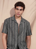 Highlander Men Black Striped Relaxed Fit Casual Shirt - Black - Image 1