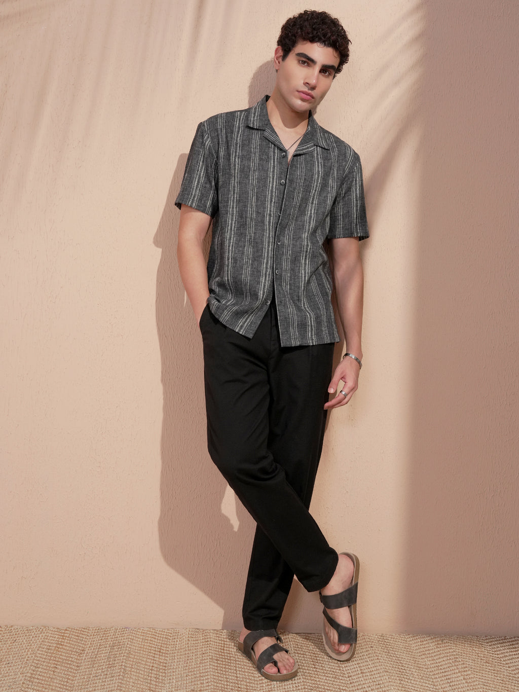 Highlander Men Black Striped Relaxed Fit Casual Shirt - Black - Image 2