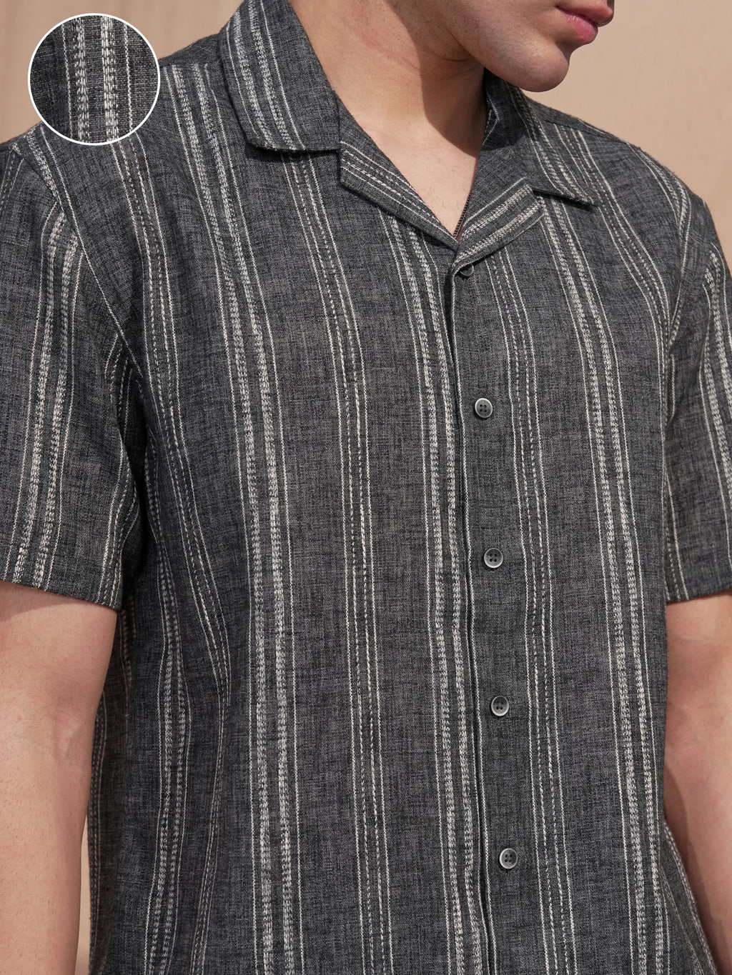 Highlander Men Black Striped Relaxed Fit Casual Shirt - Black - Image 5