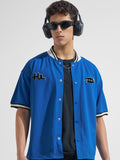 Highlander Men Blue Embroidered Relaxed Fit Casual Shirt
