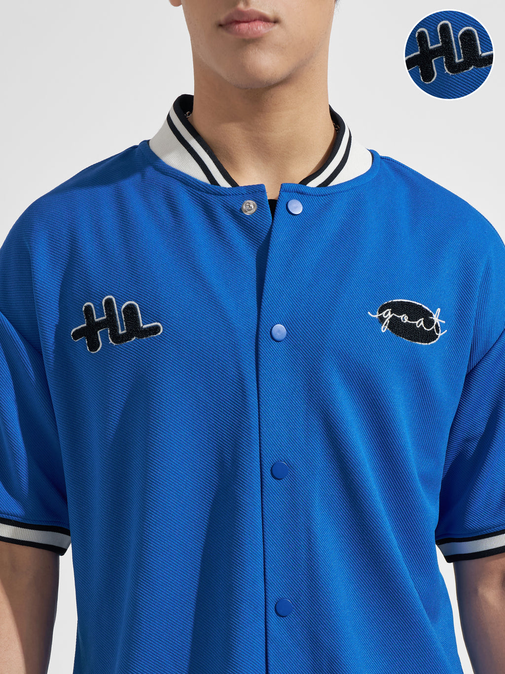 Highlander Men Blue Embroidered Relaxed Fit Casual Shirt