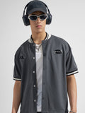 Highlander Men Grey Embroidered Relaxed Fit Casual Shirt