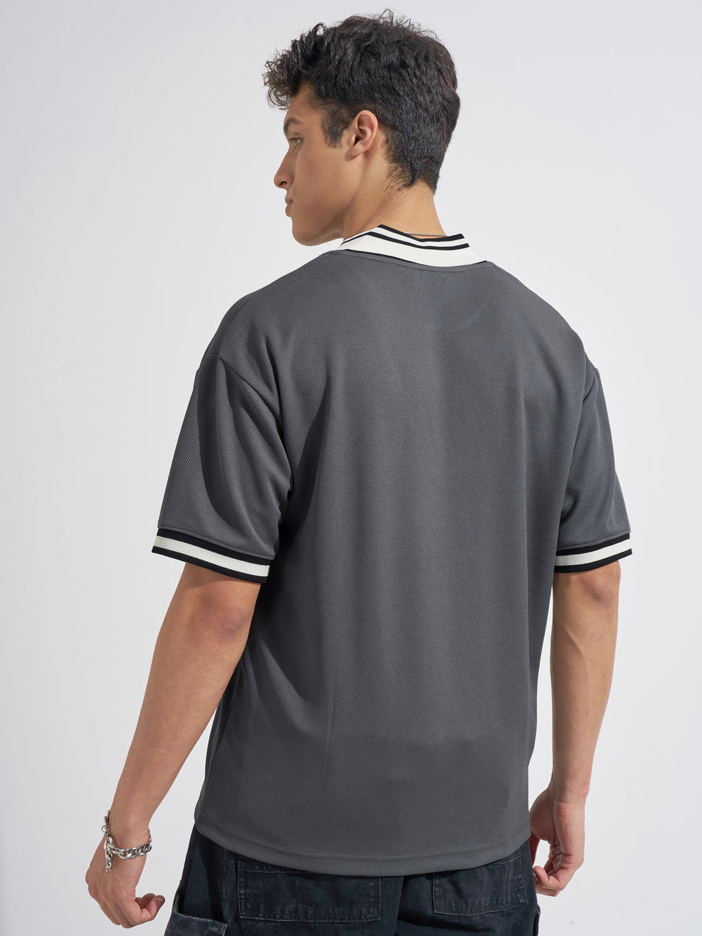 Highlander Men Grey Embroidered Relaxed Fit Casual Shirt