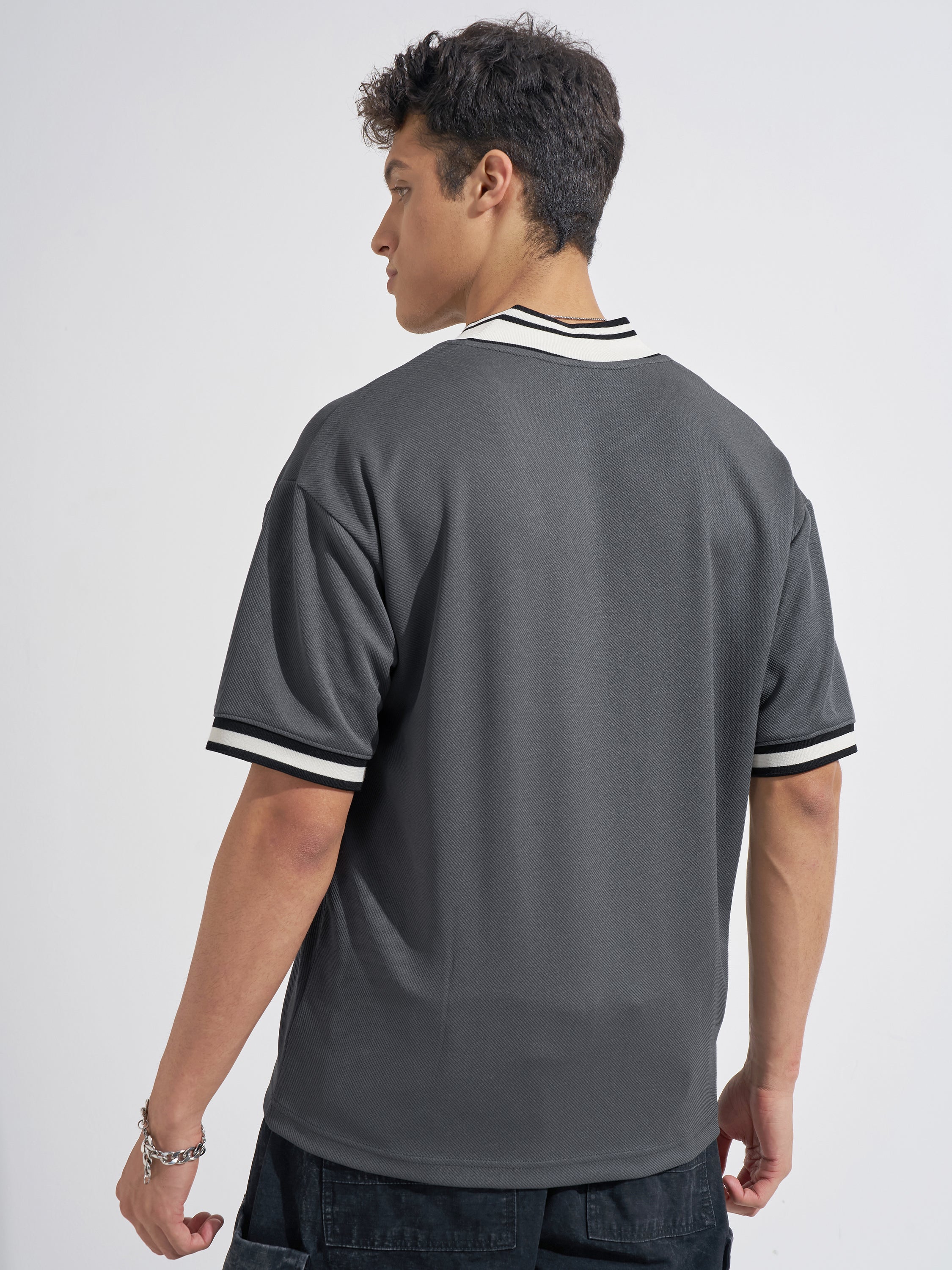 Highlander Men Grey Embroidered Relaxed Fit Casual Shirt