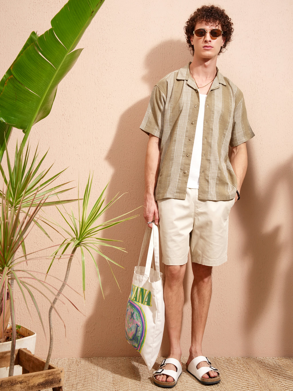 Highlander Men Khaki Striped Relaxed Fit Casual Shirt - Khaki - Image 2