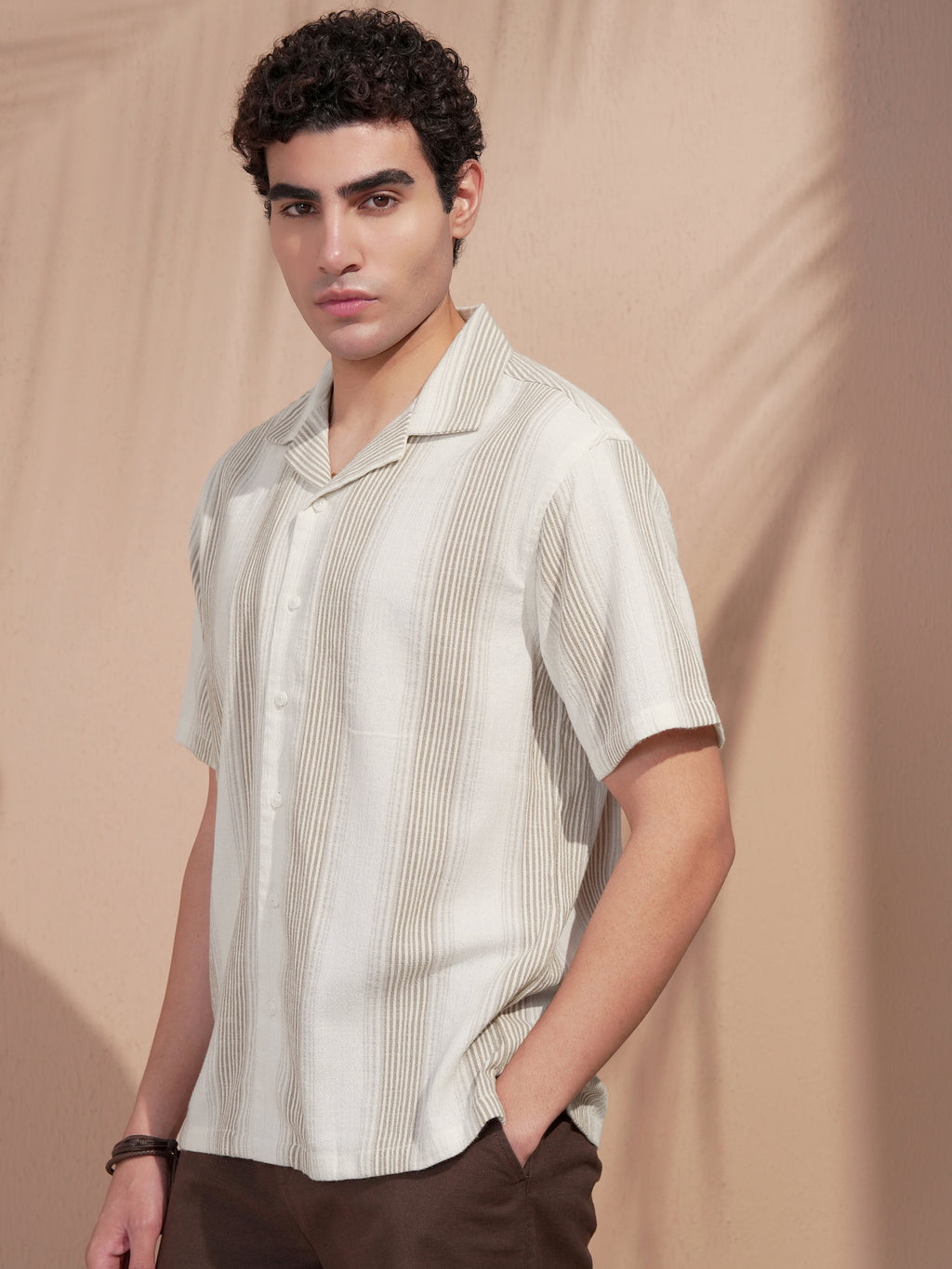 Highlander Men White Striped Relaxed Fit Casual Shirt - White - Image 4